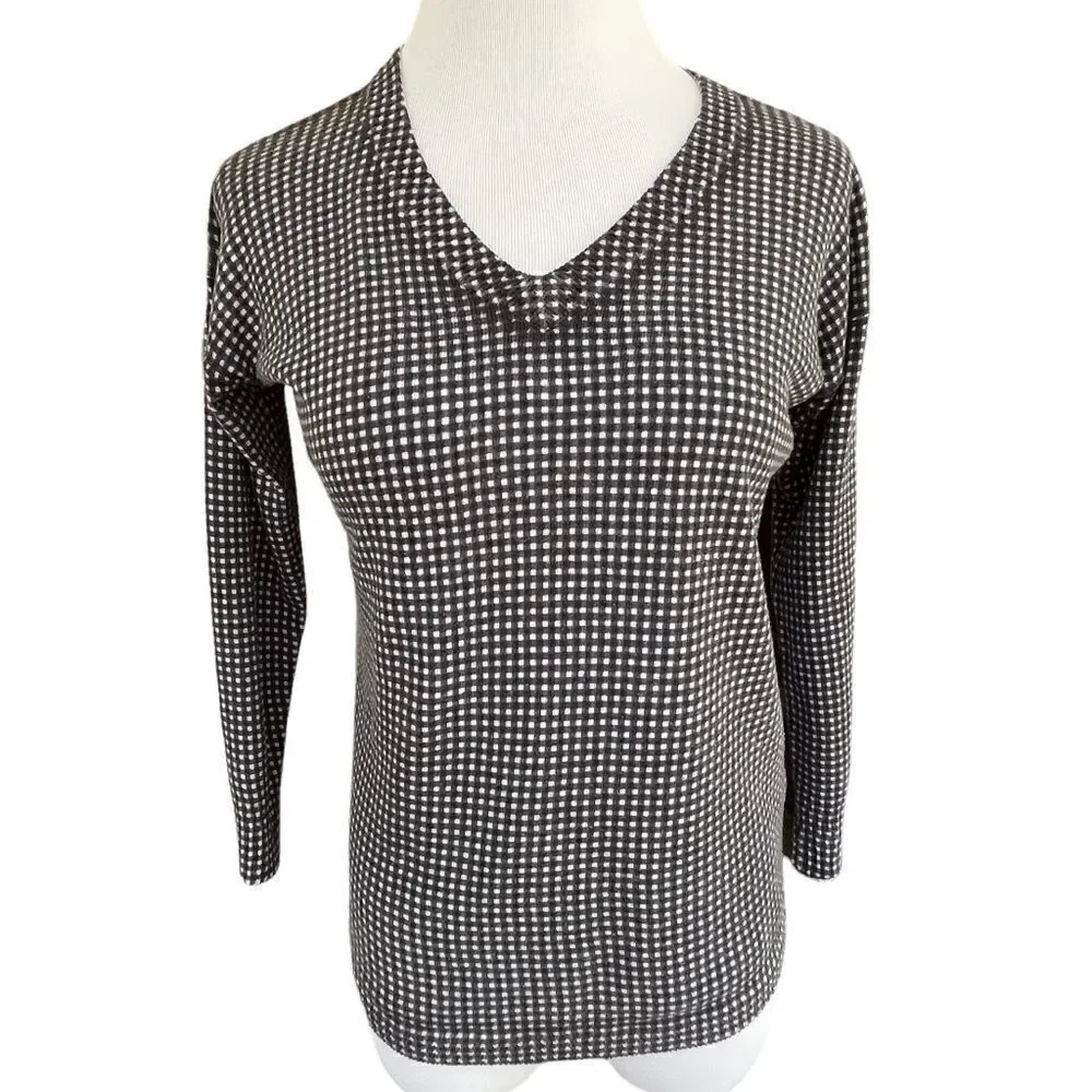 Duffield Lane Micro Gingham Cashmere Blend Sweater S